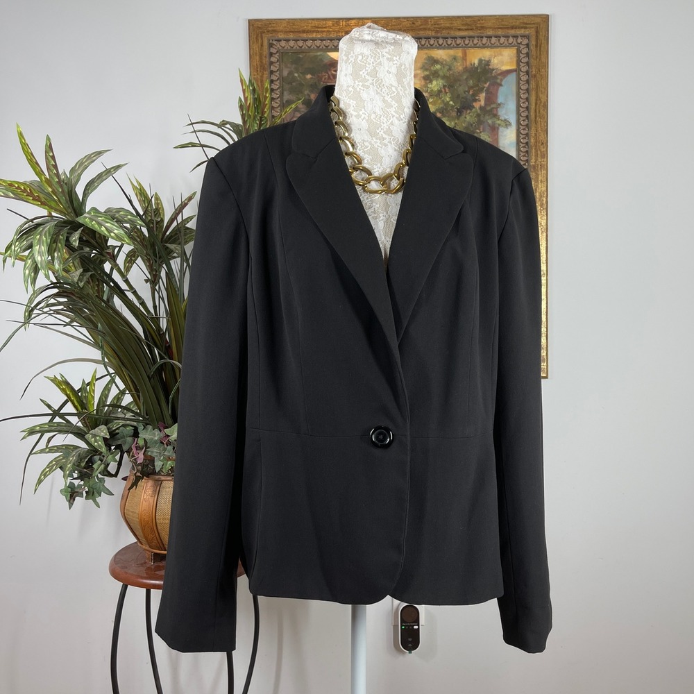Counterparts Blazer Women 18 Black Poly Rayon Span Single Button Professional